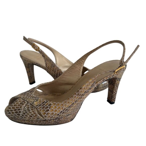 STUART WEITZMAN Leather Animal Print Slingback Heels Size 7 - Picture 3 of 7